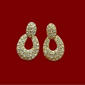 Glitzy Swarovski Pave Crystal Earrings (Vtg)